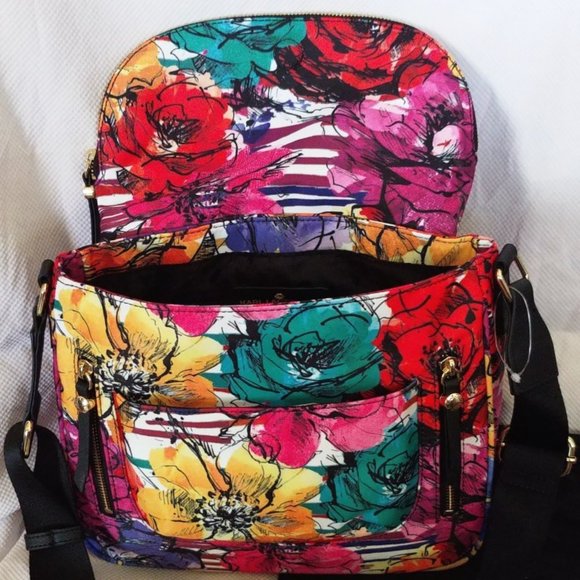 Karl Lagerfeld Double Bundle w/Cara Nylon Floral Print Messenger and Wallet NWT - Picture 10 of 14